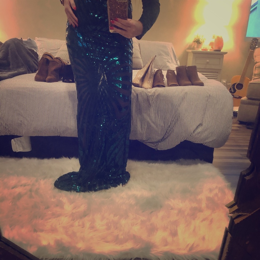 Christmas green sequence gown/dress